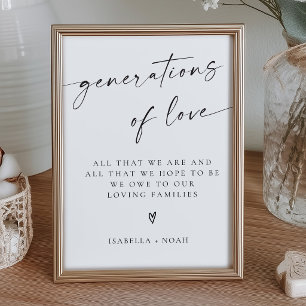 Affiche Panneau de mariage Générations Élégantes Modernes