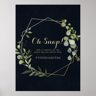 Affiche Panneau de mariage géométrique or bleu vert Oh Sna