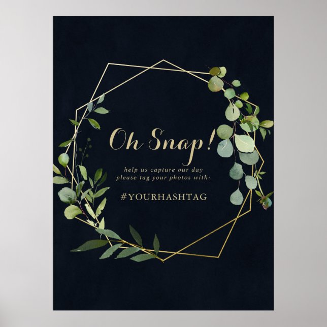 Affiche Panneau de mariage géométrique or bleu vert Oh Sna (Devant)