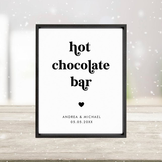 Affiche Panneau de mariage hivernal Retro Script Hot Choco (Créateur téléchargé)