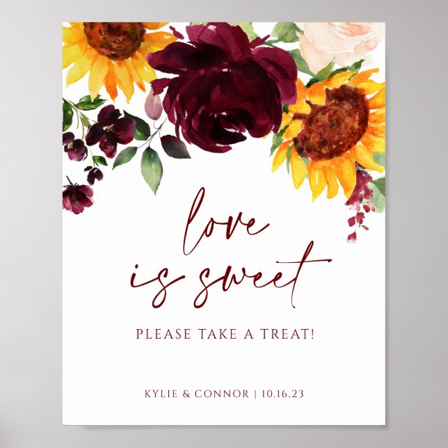 Affiche Panneau de mariage - L'amour est doux Tournesol &  (Devant)