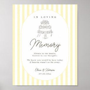 Affiche Panneau de mariage mémorial rayé jaune doux