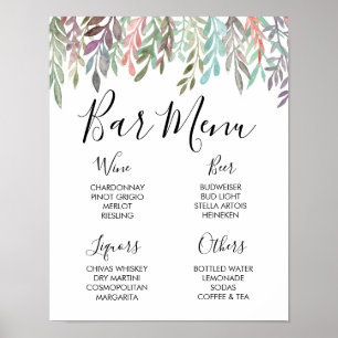 Affiche Panneau de mariage – Menu du bar Panneau de verdur