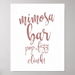 Affiche Panneau de mariage Mimosa Bar Rose Gold Glitter 8x