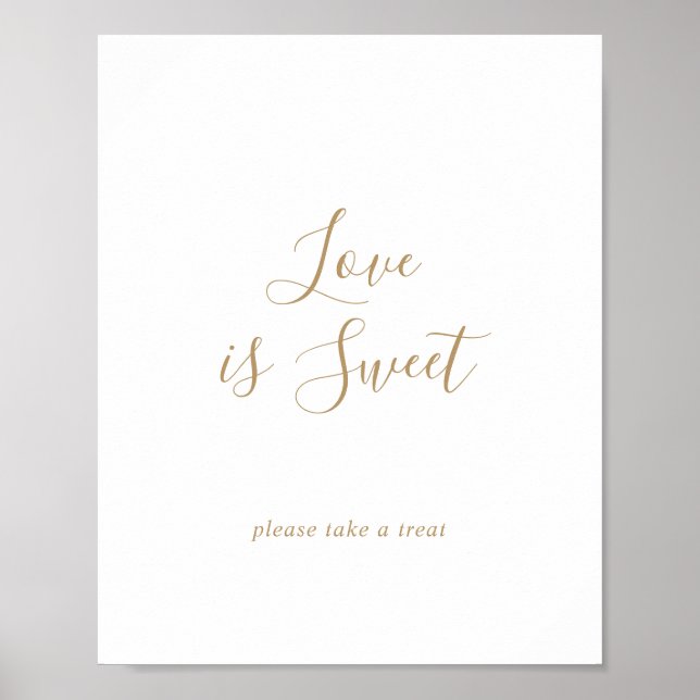 Affiche Panneau de mariage Minimaliste Or L'Amour Est Doux (Devant)