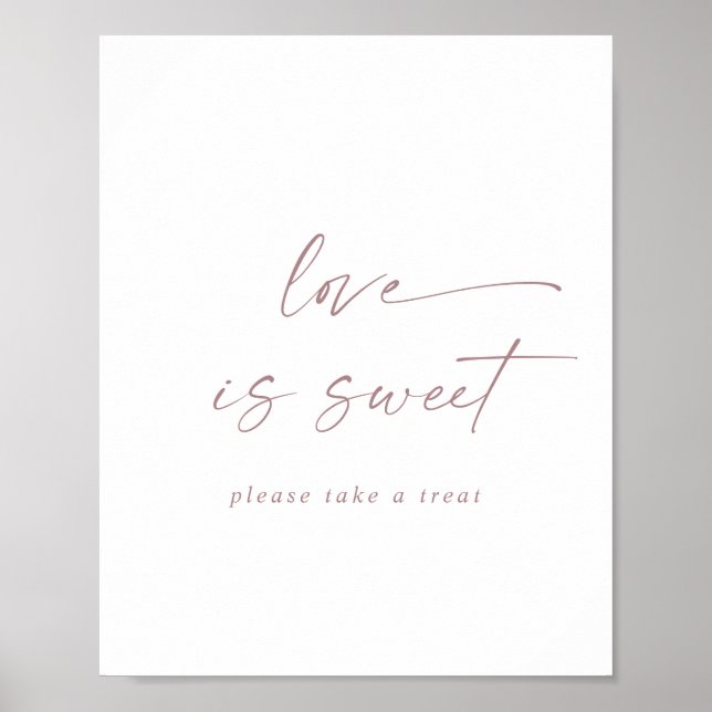 Affiche Panneau de mariage moderne rose gold écriture amou (Devant)