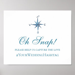 Affiche Panneau de mariage nautique. Hashtag instagram ble