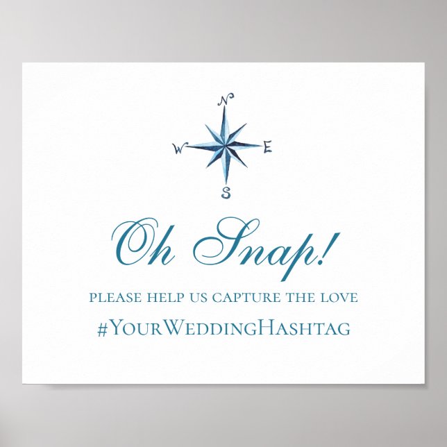 Affiche Panneau de mariage nautique. Hashtag instagram ble (Devant)