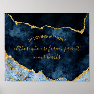 Affiche Panneau de mariage Navy Blue Gold Foil In Loving M