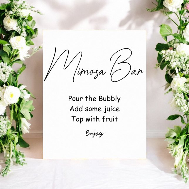 Affiche Panneau de mariage noir et blanc du bar Mimosa (Créateur téléchargé)