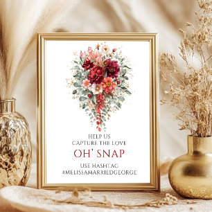 Affiche Panneau de mariage Oh Snap Floral Automnal Rouge L