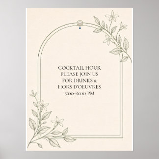 Affiche Panneau de mariage Olive Botanical Cocktail Hour