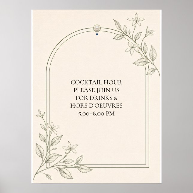 Affiche Panneau de mariage Olive Botanical Cocktail Hour (Devant)