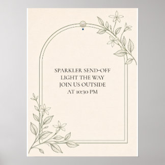 Affiche Panneau de mariage Olive Botanical Sparkler Send-O