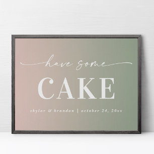 Affiche Panneau de mariage Ombre Rose & Vert Ayez du gâtea
