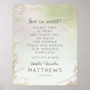 Affiche Panneau de mariage Ombre Vert de printemps Or L'am