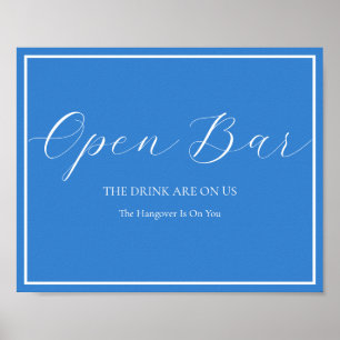Affiche Panneau de mariage Open Bar Élégante Calligraphie 