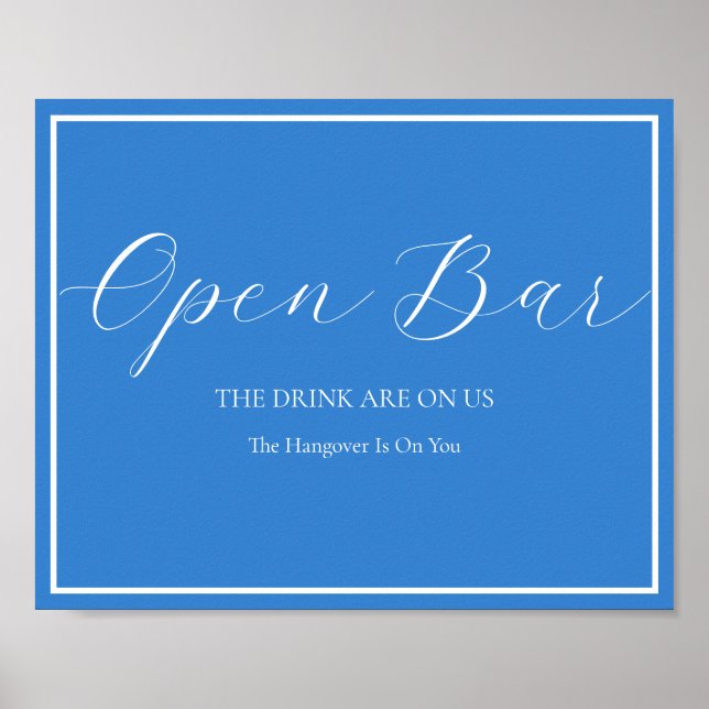 Affiche Panneau de mariage Open Bar Élégante Calligraphie  (Devant)