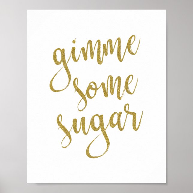 Affiche Panneau de Mariage Pailleté 'Gimme Some Sugar' 8x1 (Devant)