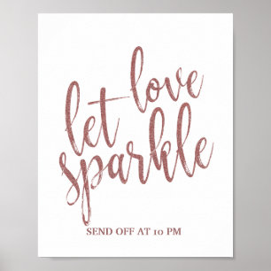 Affiche Panneau de mariage Paillettes Rose Gold "Laissez l