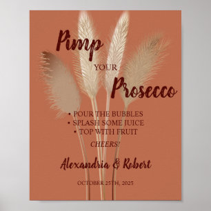 Affiche Panneau de mariage Pampas Grass Prosecco à personn