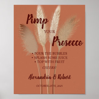 Affiche Panneau de mariage Pampas Grass Prosecco à personn
