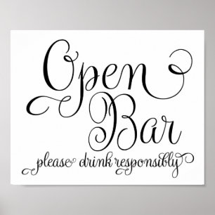 Affiche Panneau de mariage - Panneau bar ouvert-