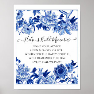 Affiche Panneau de mariage personnalisé Jenga 10x12 Bleu B