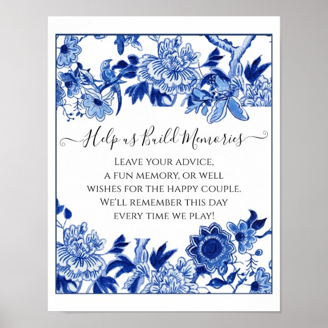 Affiche Panneau de mariage personnalisé Jenga 10x12 bleu b (Devant)