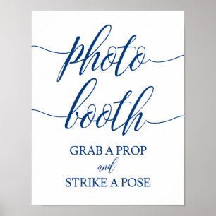 Affiche Panneau de Mariage Photomaton Calligraphie Bleu Nu
