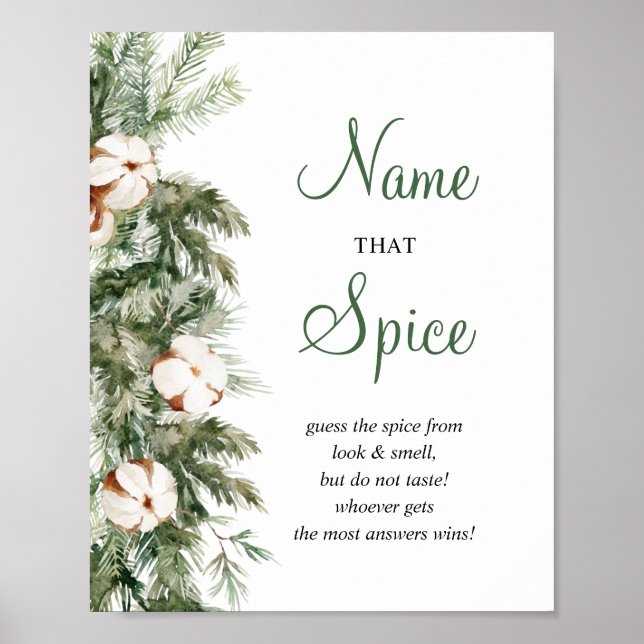 Affiche Panneau de mariage 'Pine Winter Name That Spice Br (Devant)