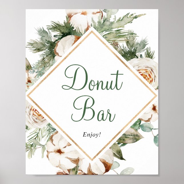 Affiche Panneau de mariage pour bar à beignets hivernal en (Devant)