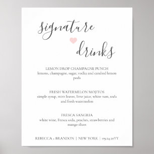 Affiche Panneau de mariage pour boissons signature simples