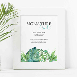 Affiche Panneau de mariage pour boissons signatures de pla