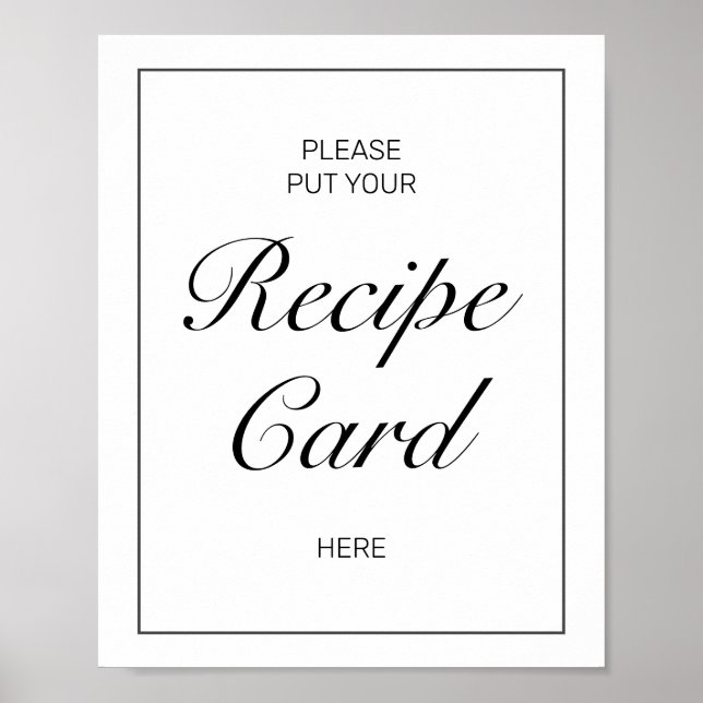 Affiche Panneau de mariage pour carte de recette blanche m (Devant)
