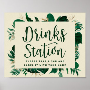 Affiche Panneau de mariage pour la station de boissons chi