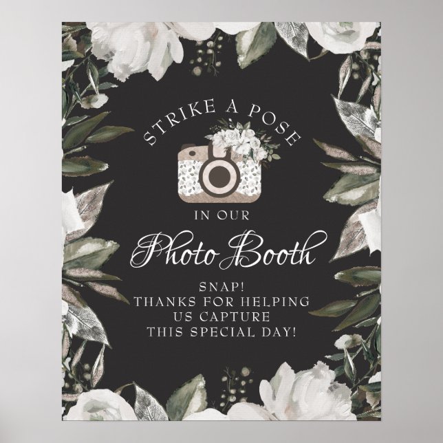 Affiche Panneau de mariage pour Photobooth floral rétro Ch (Devant)