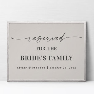 Affiche Panneau de mariage réservé à la famille de la mari