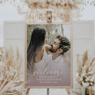 Affiche Panneau de mariage rose blush photo de script mode