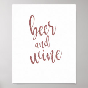 Affiche Panneau de mariage Rose Gold Glitter 8x10 Bière et