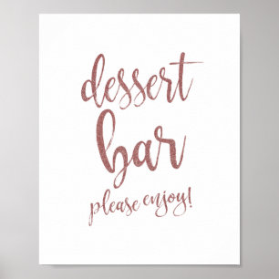 Affiche Panneau de mariage Rose Gold Glitter 8x10 pour Bar
