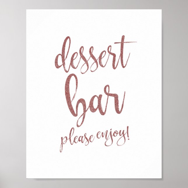 Affiche Panneau de mariage Rose Gold Glitter 8x10 pour Bar (Devant)