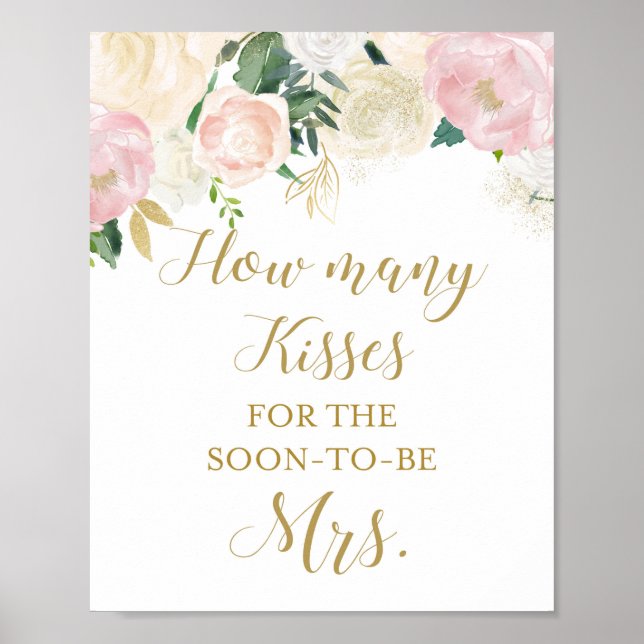 Affiche Panneau de Mariage Rose Pâle et Or (Devant)