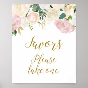 Affiche Panneau de Mariage Rose Pâle et Or