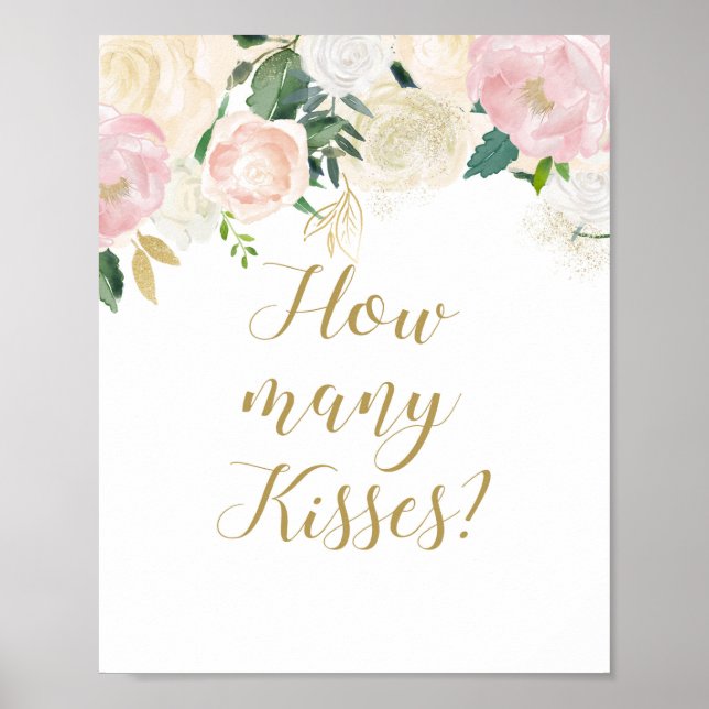 Affiche Panneau de Mariage Rose Pâle et Or (Devant)