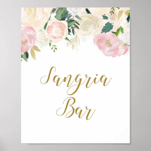 Affiche Panneau de Mariage Rose Pâle et Or (Devant)