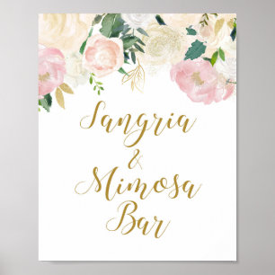 Affiche Panneau de Mariage Rose Pâle et Or