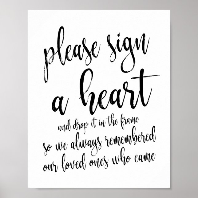 Affiche Panneau de mariage rustique 'Veuillez signer un cœ (Devant)
