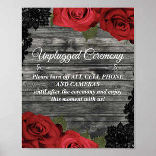 Affiche Panneau de mariage sans appareil photo Fleurs de r