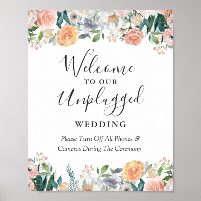 Affiche Panneau de mariage sans appareil photo Rose de jar (Devant)